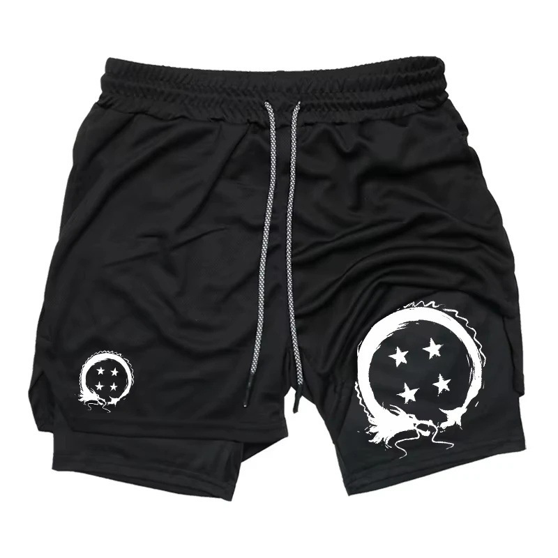 Men's Summer 2D Printed 2-in-1 Sports Shorts - Quick-drying, with phone pocket, suitable for fitness
