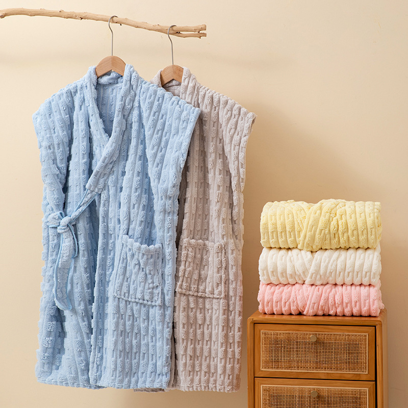 Bathrobe new bath towel bathrobe cotton soft absorbent bathrobe wearable quick-drying coral fleece bathrobe wholesale