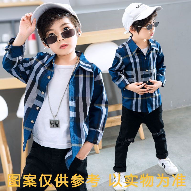 네이비 큰 격자 무늬 셔츠