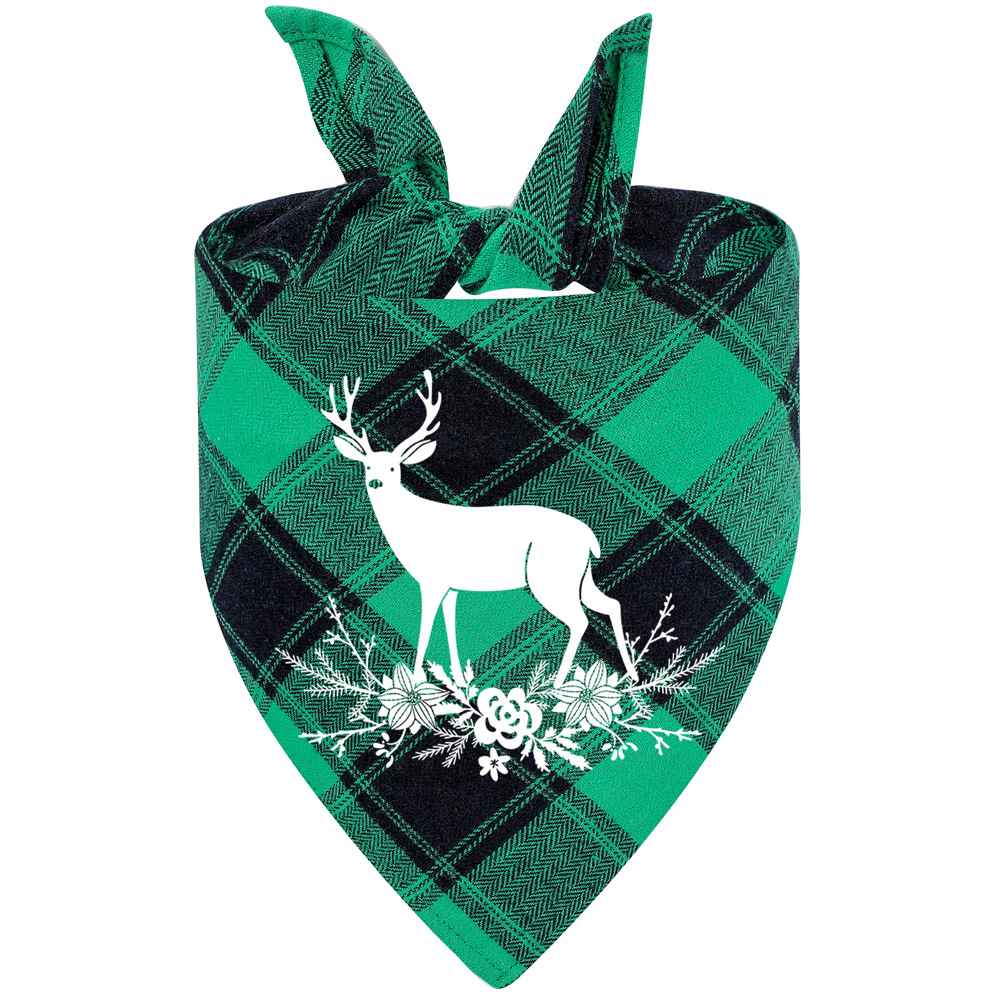 Fabricante en stock transfronterizo exclusivo algodón plaid mascota toalla triángulo perro saliva toalla Navidad mascota saliva toalla