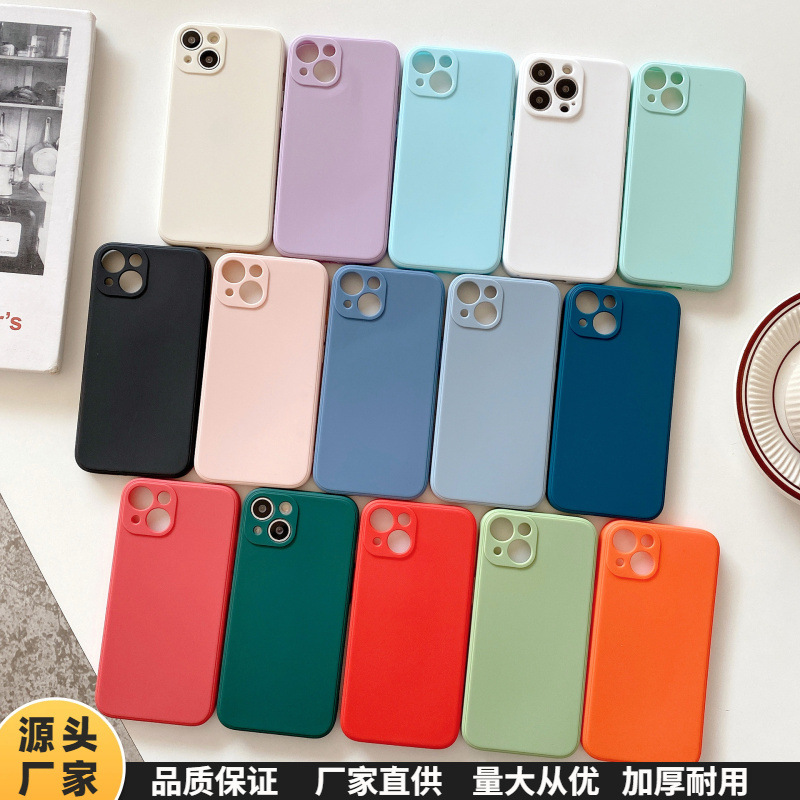 适用苹果15Plus魔方12直边仿液态硅胶手机壳iphone14防摔苹果13套