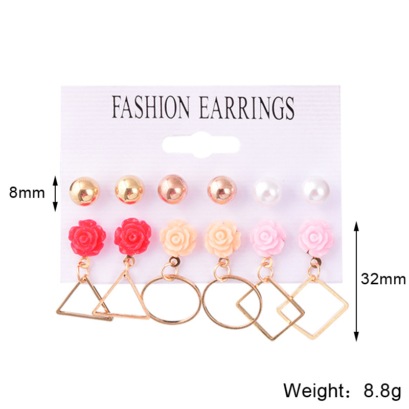 Fashion Round Heart Shape Alloy Plating Inlay Rhinestones Pearl Womenu0027S Earrings 1 Set