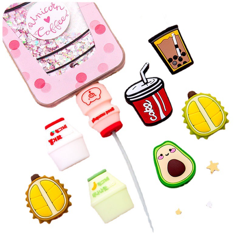 Nuevo cable de carga mordida Apple Android silicona anti-rotura universal teléfono móvil cable de datos de dibujos animados cubierta protectora