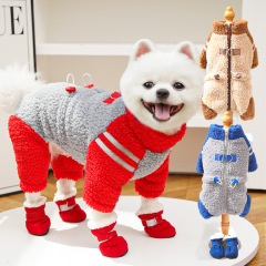 秋冬加厚四脚绒衣双面绒潮牌拉链宠物狗狗猫衣服饰用品户外运跨境
