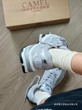 骆驼慢跑鞋漫游女运动鞋透气老爹鞋透气银灰色复古休闲鞋贝果鞋子