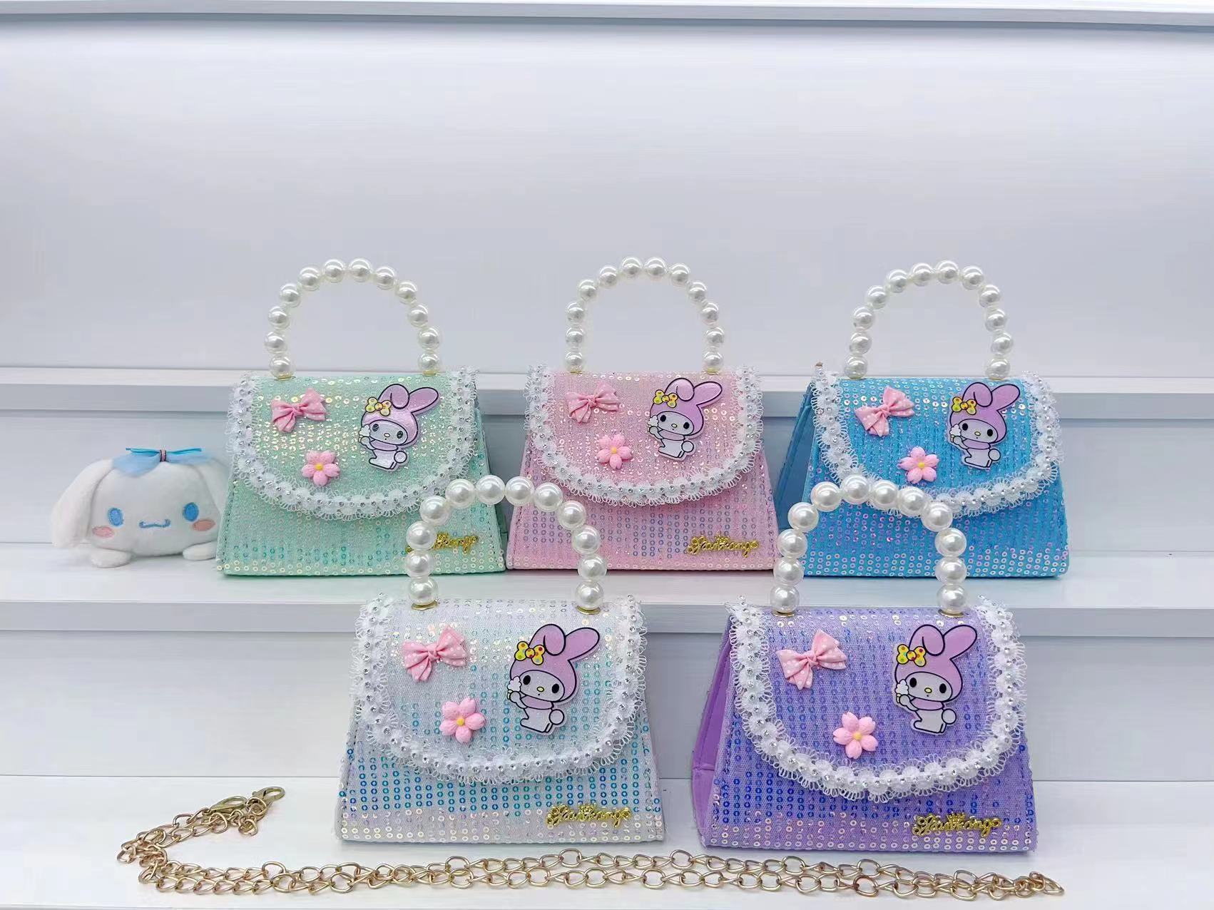 2023 invierno nuevo rojo niños princesa bolsa niñas lindo hombro mensajero bolsa perla mano monedero