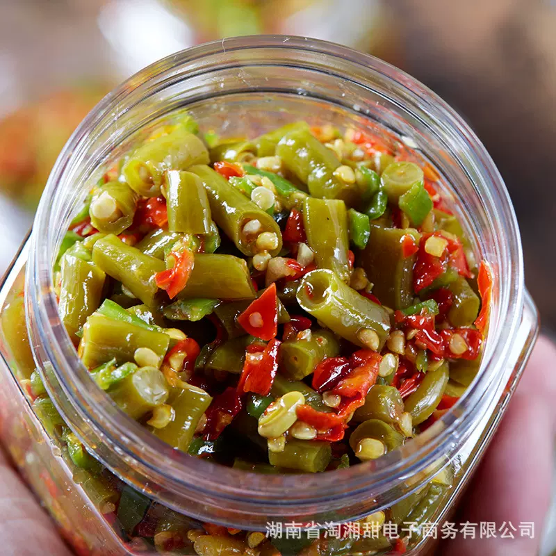 批发湖南堂家巷子酸豆角辣椒酱280g下饭拌面拌菜瓶装地道湖南味
