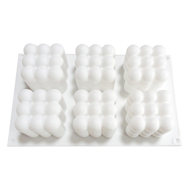 Cubo de 6 piezas molde de mousse francés BOLA MÁGICA tridimensional molde de pastel de silicona DIY molde creativo para hornear molde de vela