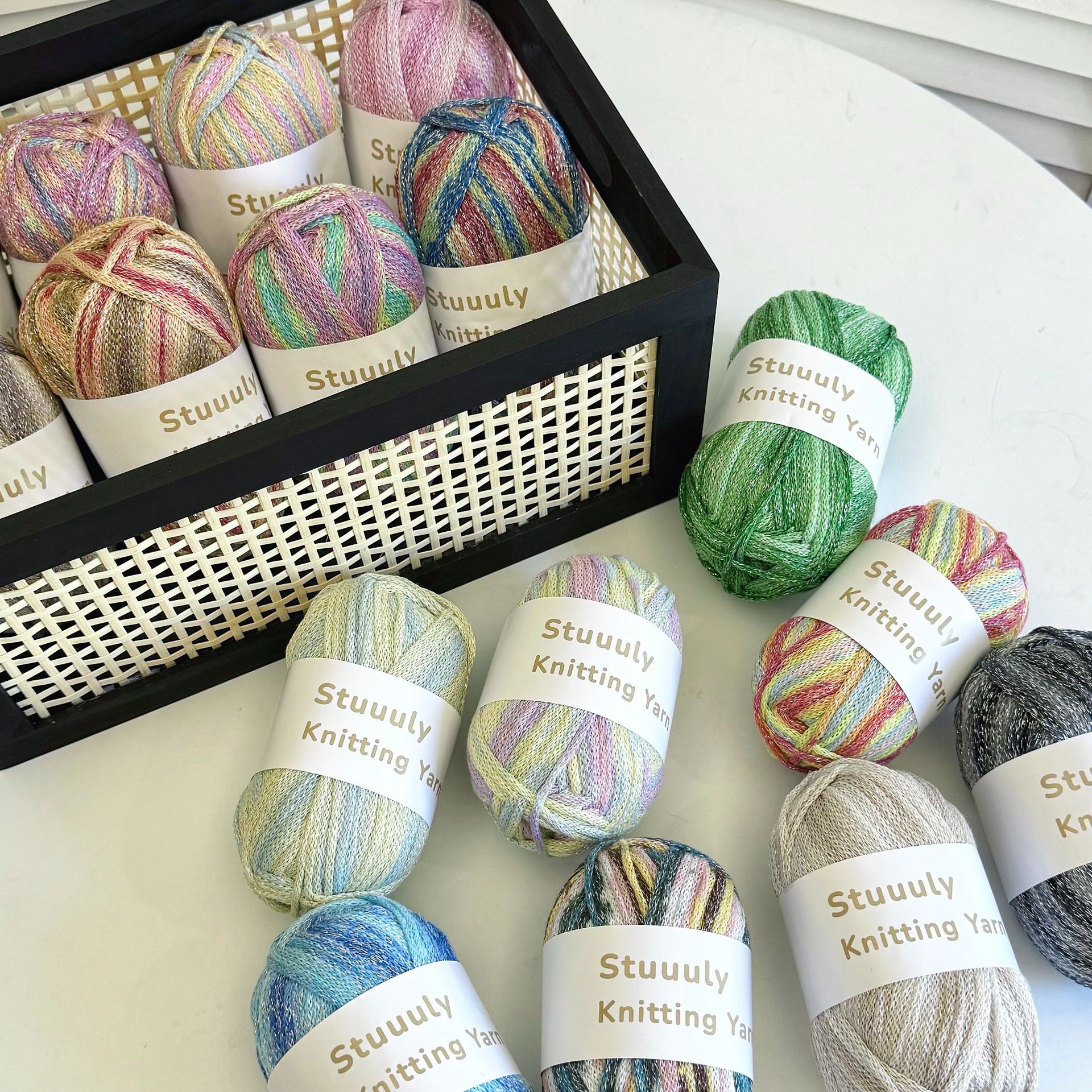 2.5mm涂鸦线段闪光染线空心棉星空流银闪线手工钩织编制材料批发