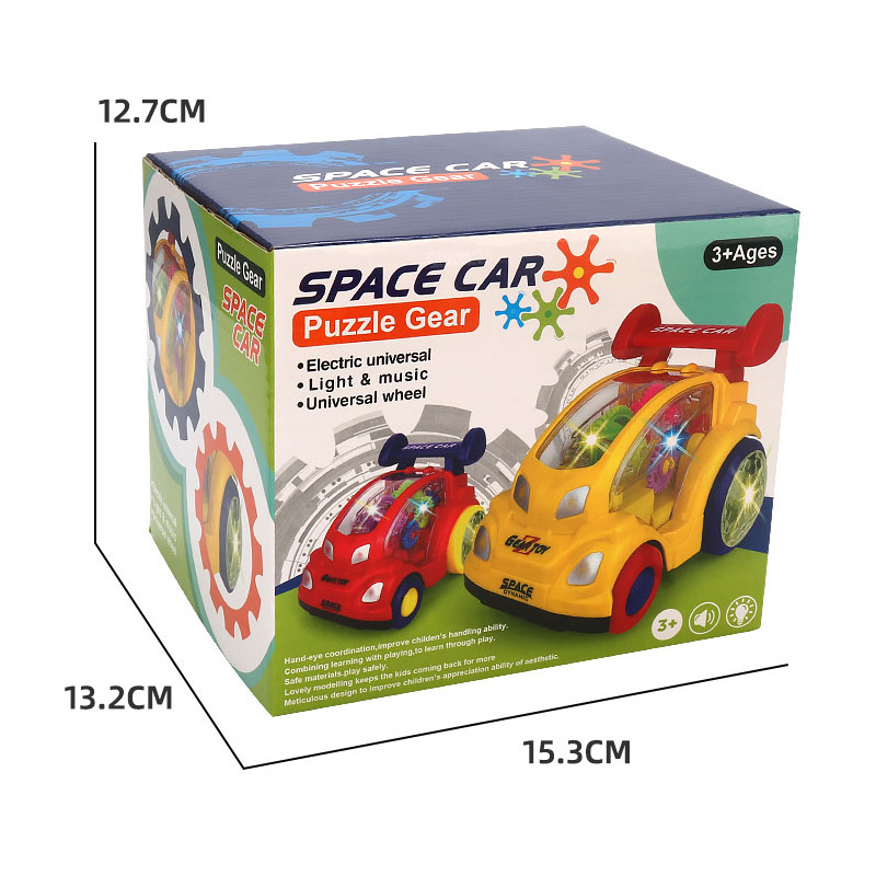 Coche eléctrico UNIVERSAL TRANSPARENTE engranaje coche concepto coche modelo colorido música Luz coche de juguete de dibujos animados