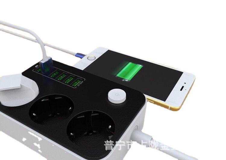 Producción y ventas de Guangdong enchufe de fila 6USB multipuerto enchufe de carga de teléfonos móviles comercio exterior tipo exportación nuevo enchufe de fila