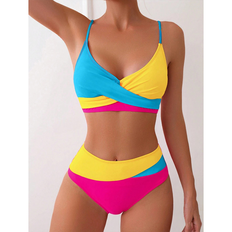 GraceChic Cross-Border Color-Block Two-Piece Swimsuit For Women, European And American Style Bikini, New Sexy Push-Up, High-End_voghion.com