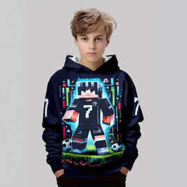 亚马逊跨境我的世界男童卫衣 3D数码打印Minecraft印花时尚连帽衫