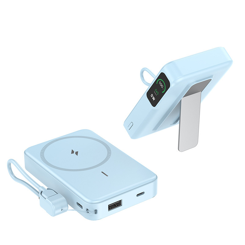 TFTスクリーン、MagSafe対応、15W磁気ワイヤレス充電パワーバンクスタンド、10000mAh、ケーブル内蔵、ギフト|undefined