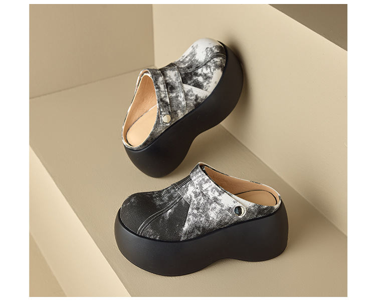 Dép cao gót platform đế dày 8 cm phong cách Trung Hoa, mũi kín, xỏ lười, hai kiểu mặc — màu xanh nhạt chi tiết 23