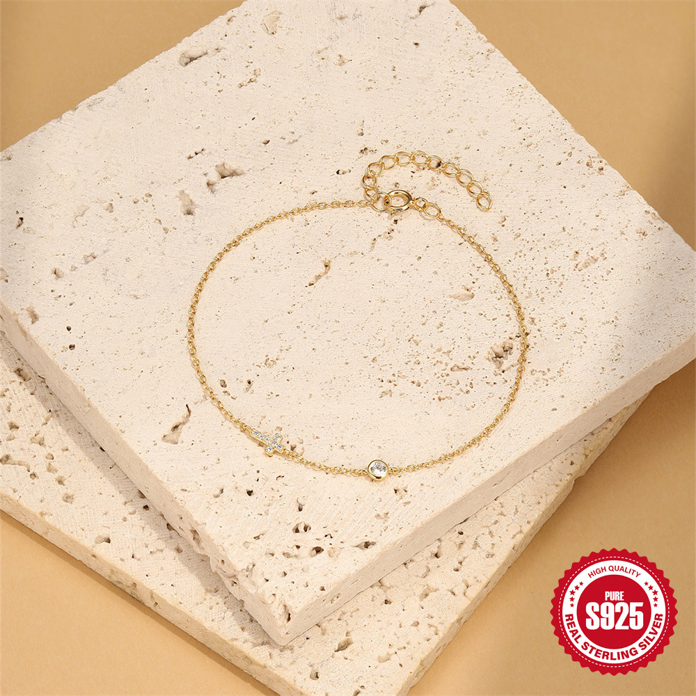 Nueva pulsera de pila femenina de alta gama s925 de plata de ley simple y de moda con incrustaciones de diamantes de nicho