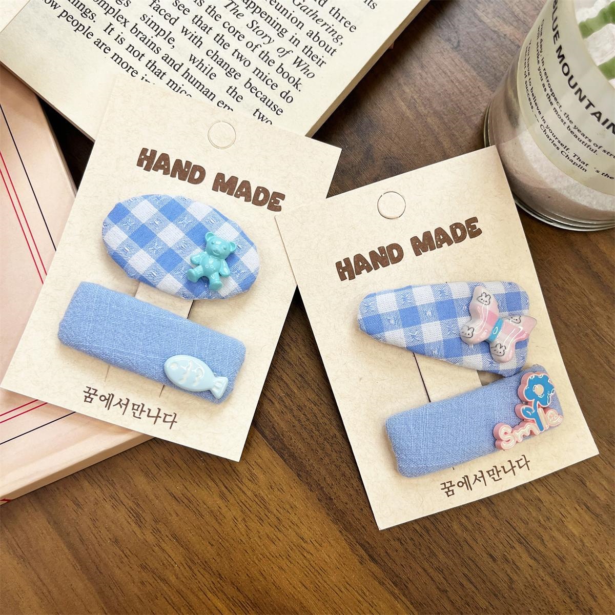 Dulce azul ondulado adornos de cabello para niños adorables clip de cabello BB tarjeta de cabello para niñas clip de cabello frangeo en stock