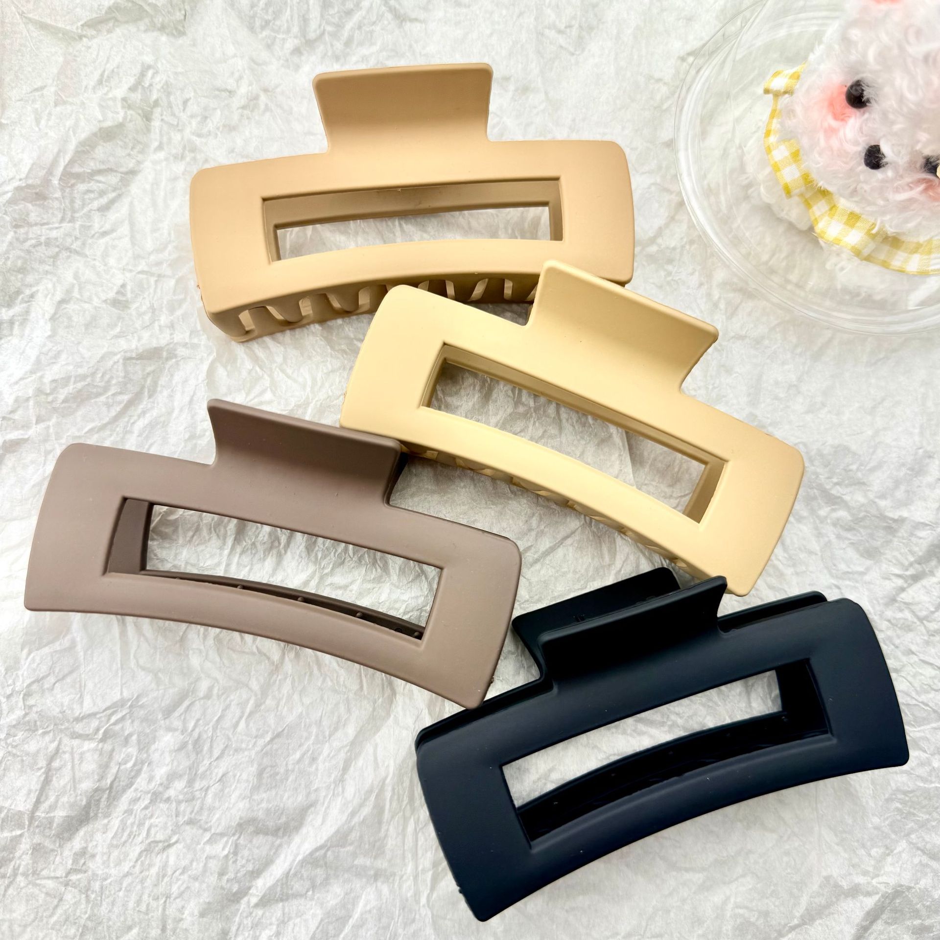 Übergroße matte Haarklammer mit Griff, quadratisch, Haiklemme für dickes Haar, hochwertige Haarspange für Damen, Haarschmuck