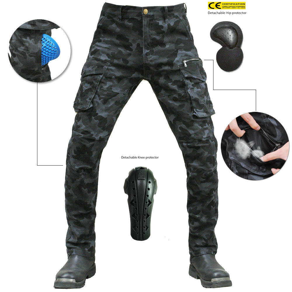 VOLERO motocicleta jeans hombres multi-bolsa ropa de trabajo transpirable pantalones de camuflaje motocicleta pantalones de montar alargados equipo de protección