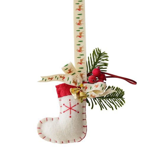 NUCHI新款moder housePE叶红果毛毡圣诞袜子手套挂饰圣诞节装饰品