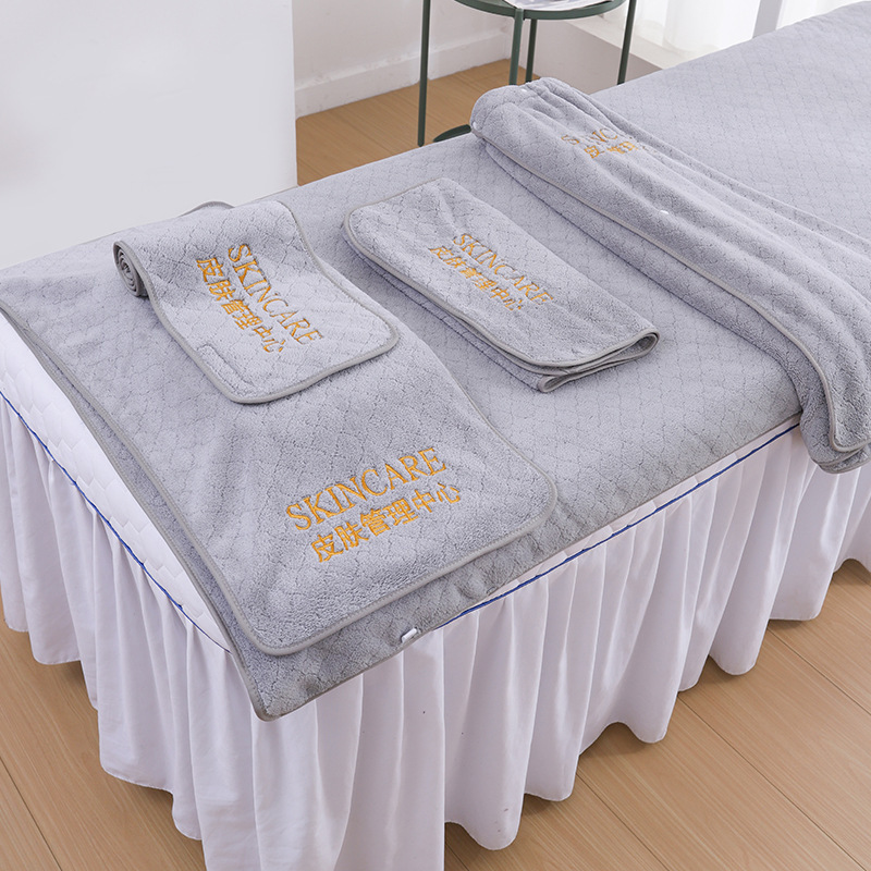 Beauty Salon Towel Coral Velvet European Flower Beauty Shop Special Towel Set Towel Laser Lettering Embroider Logo