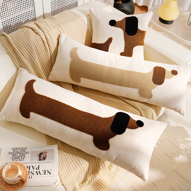 Cute de dibujos animados cachorro funda de almohada de tira larga habitación de los niños almohada larga con núcleo original simple cojín de sofá animal
