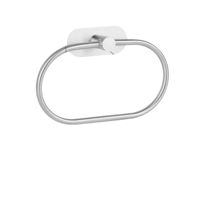Transfronterizo americano negro baño inodoro sin perforación anillo de toalla de acero inoxidable percha de toalla oval anillo colgante