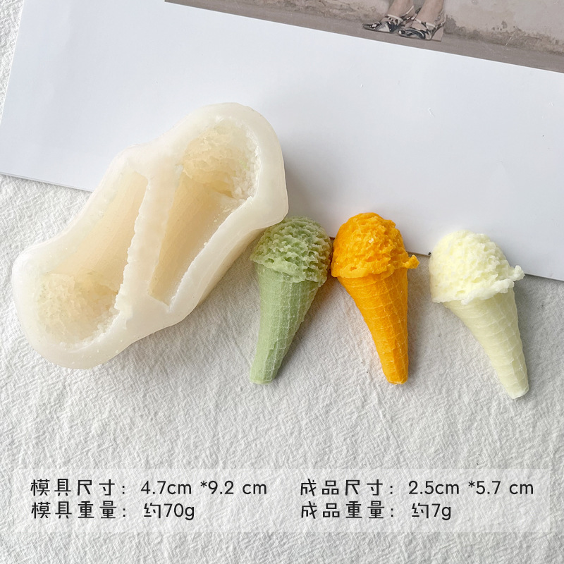 Cono de helado de cristal epoxi molde de silicona aromaterapia vela yeso DIY pastel decoración molde de chocolate
