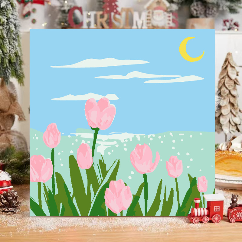 现货批发数字油画diy填色儿童简约手绘涂鸦新中式摆摊丙烯油画|undefined