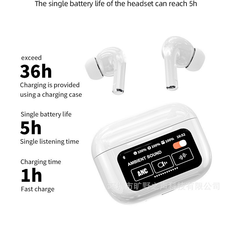 華強北A9pro Bluetoothイヤホン タッチスクリーン搭載 インイヤー ワイヤレス ノイズキャンセリング スマート翻訳イヤホン Apple対応|undefined