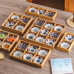 セラミックプレート4枚、竹9マスグリッドトレイ、食器、鍋バーベキュープレート、スナックボックス、スナックドライフルーツプレート