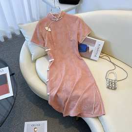 旗袍2025年夏季女民国风文艺复古温婉气质年轻改良日常连衣裙短款