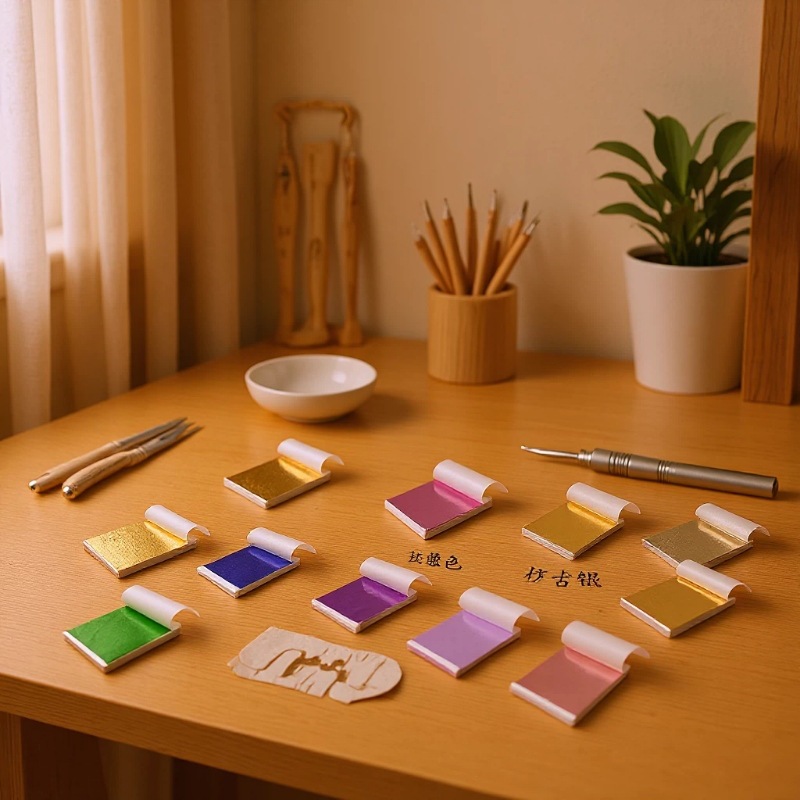 Supply 9*9cm gold foil, Taiwan gold foil paper, art finished products, colored foil, crystal clay, epoxy resin, DIY tin foil, 4 crafts