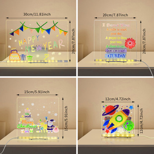 Reusable Handwriting Board Acrylic Transparent Board Led Atmosphere Night Light Bedroom Decorative Painting Board Erasable