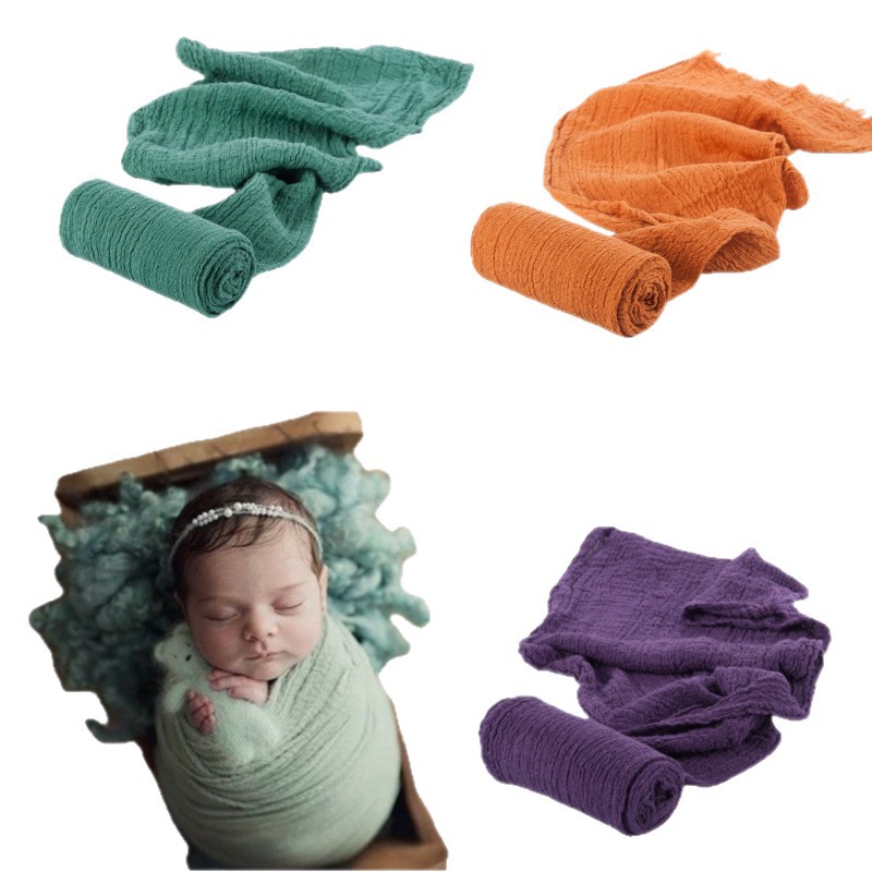 Transfronterizo nueva fotografía stretch WRAP algodón bebé foto envoltura recién nacido plisado Seersucker envoltura de tela