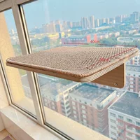 Хит продаж: подвесная кошачья гамака для оконного балкона, настенная, из массива дерева, без сверления, с присосками, кошачья полка