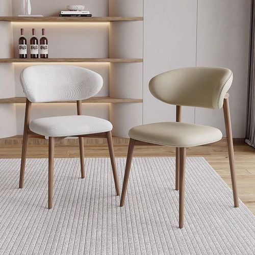 Modern Minimalist Nordic Italian Iron Wrought Wood-Style Dining Chair with Backrest for Café and Home Use