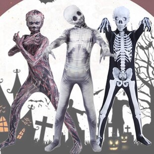 Halloween clothes spoof skeleton jumpsuit cosplay skeleton horror toy game parent party costume