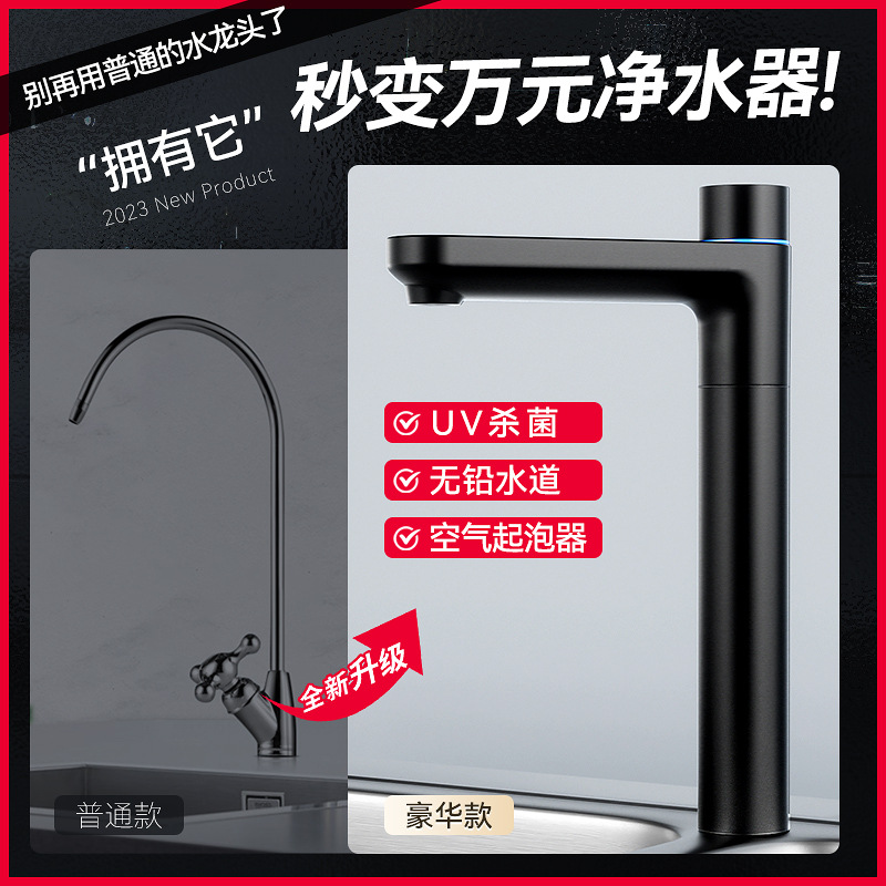 Accesorios de purificador de agua perilla grifo de agua simple doble agua acero inoxidable sin plomo esterilización UV purificador de agua de cocina elemento filtrante