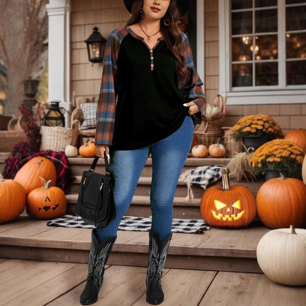 Europa y Estados Unidos transfronterizos primavera, otoño, invierno, ropa de mujer empalmada, camisa de manga larga, explosiva, casual, cómodo y versátil image 7