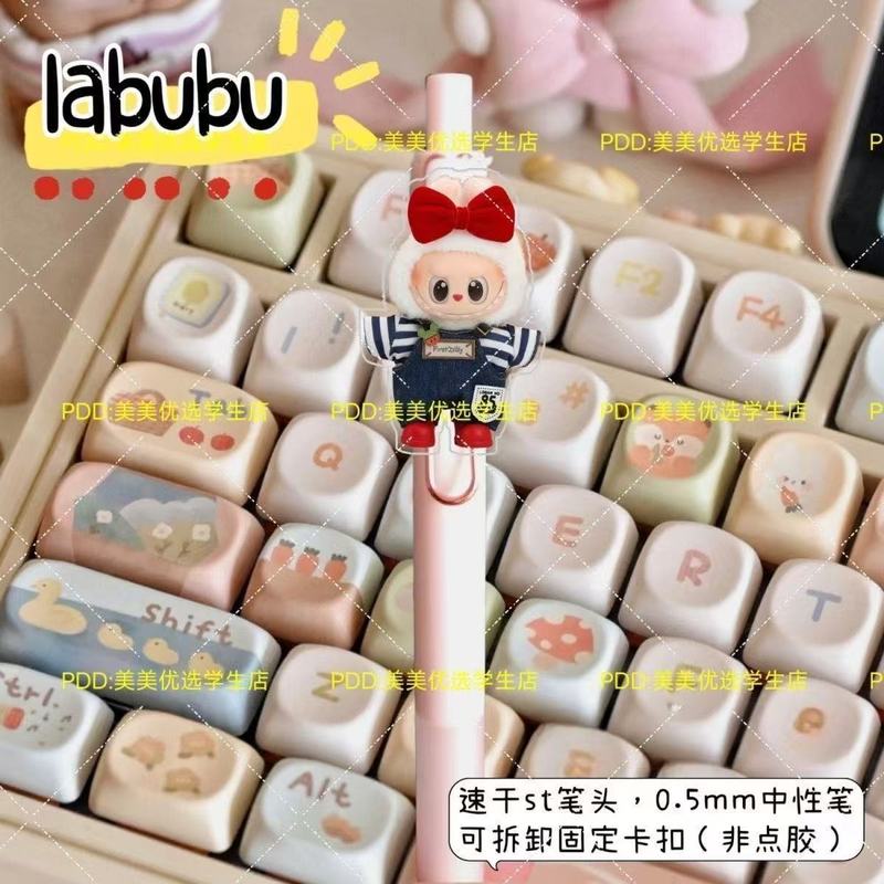 Labubu ラブブ プレスペン 速乾性 0.5mm ローズゴールド ゲルペン 学生試験問題に必要な黒ペン|undefined