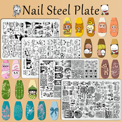 つや消し鋼板ネイルプリント鋼板nail splate端午節鋼板新型ステンレス転写板プリント