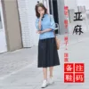 Linen female style [top+short skirt+shoe]