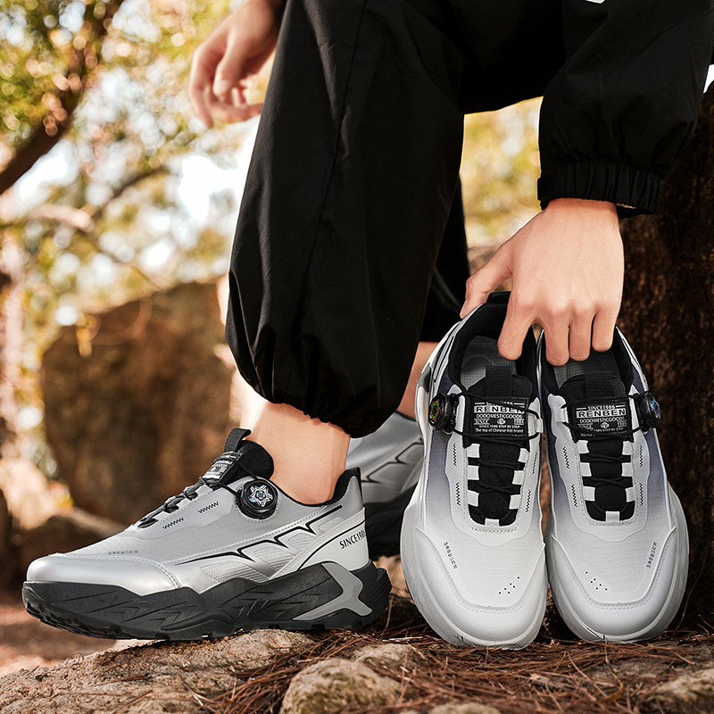Zapatos de hombre sin lazos de protección laboral primavera ventilada red antideslizante sitio de trabajo de base gruesa zapatos deportivos casuales
