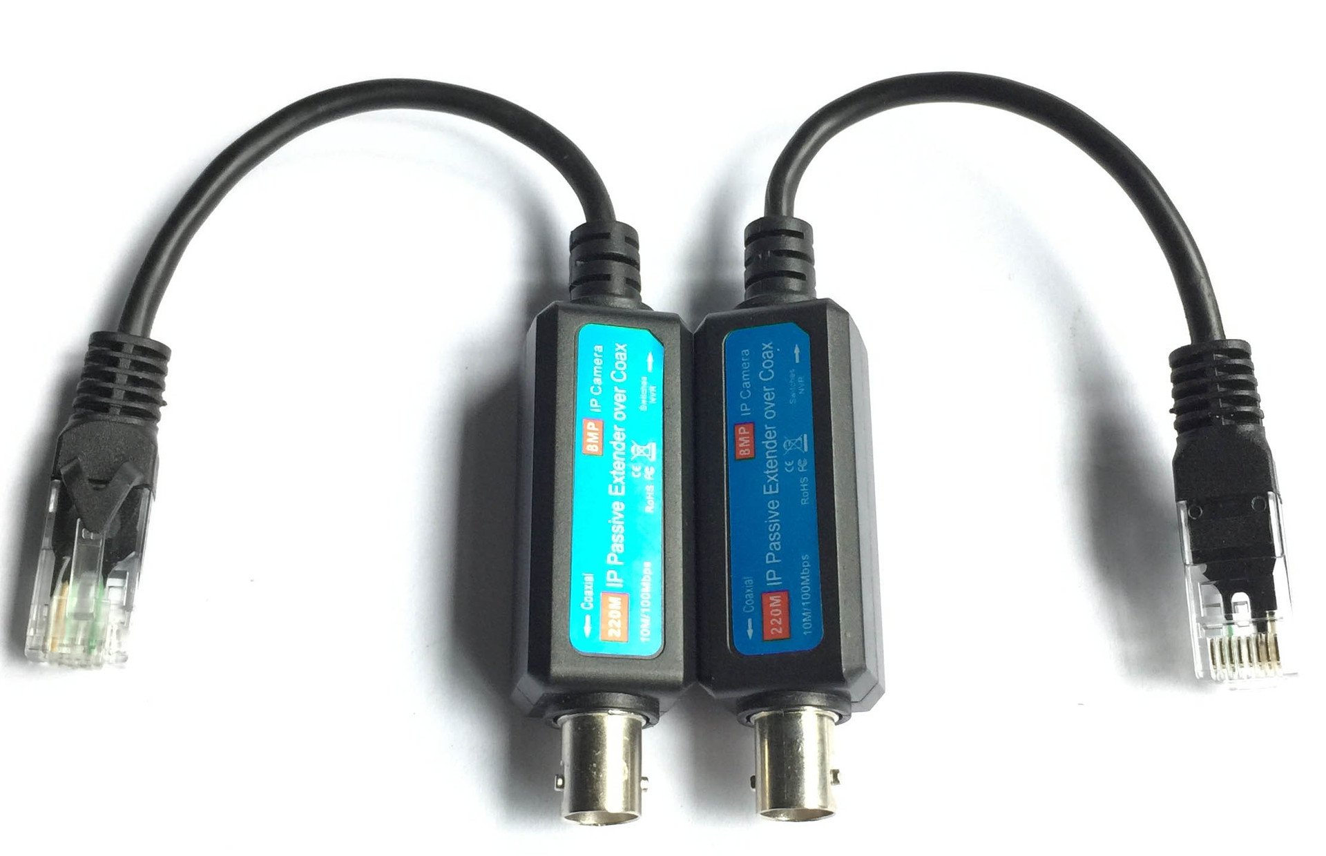 10/100M带宽高清无源同轴线网络传输器