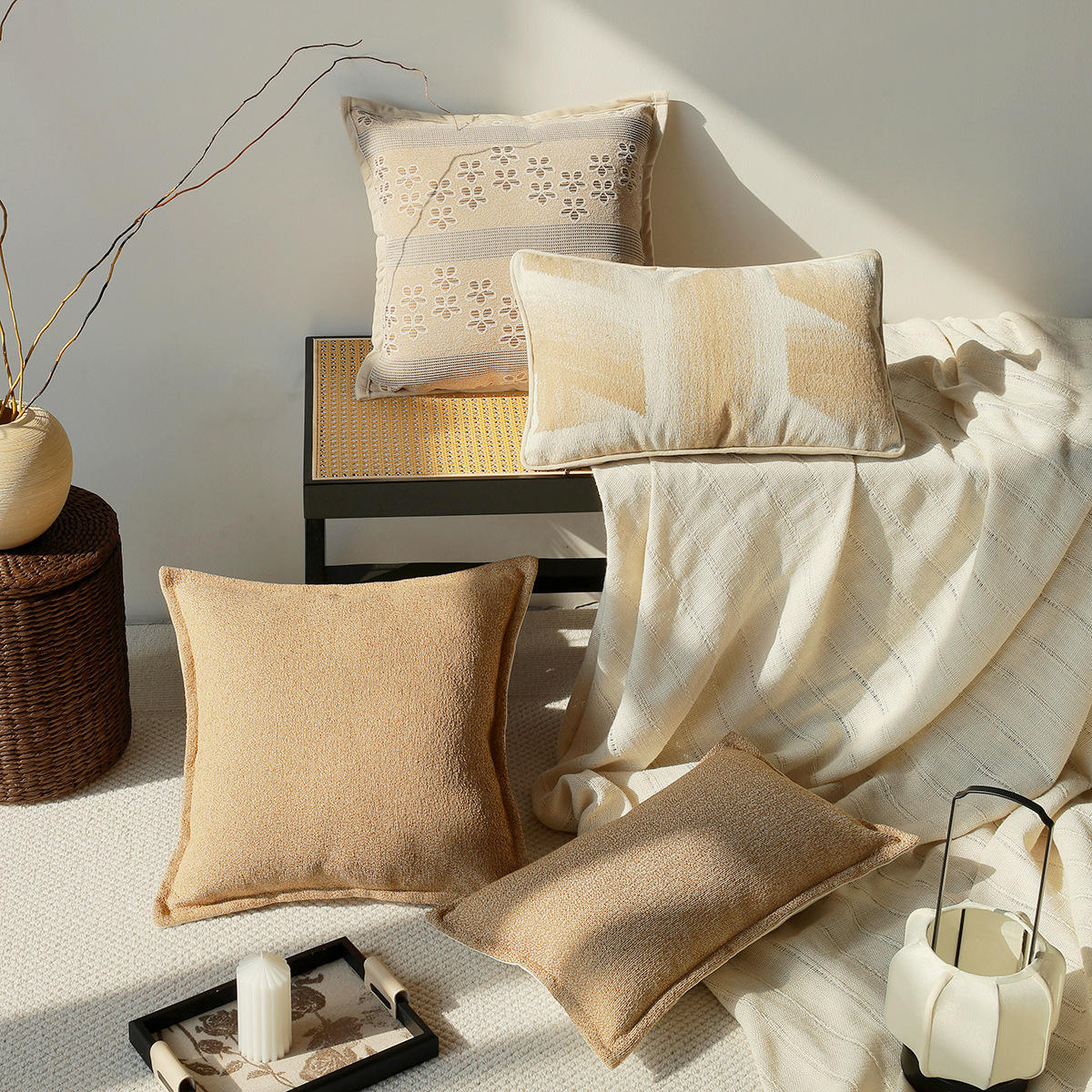 Sofá de viento silencioso almohada de alojamiento de alta calidad sala de estar modelo almohada de cabecera almohada de espalda cintura cubierta de almohada transfronteriza