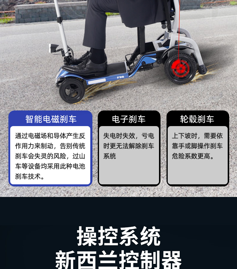 Jiankangshun Elderly Sedder Lightweight Folding Elderly Car Four-wheel Electric Vehicle Intelligent Moped Travel on the Plane