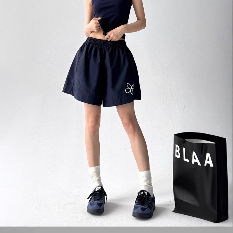 Dopamine Casual Sports Shorts Women's Summer High-Waisted Versatile Wide-Leg Pants Quick-Drying Pants 2025 New Flower Pattern