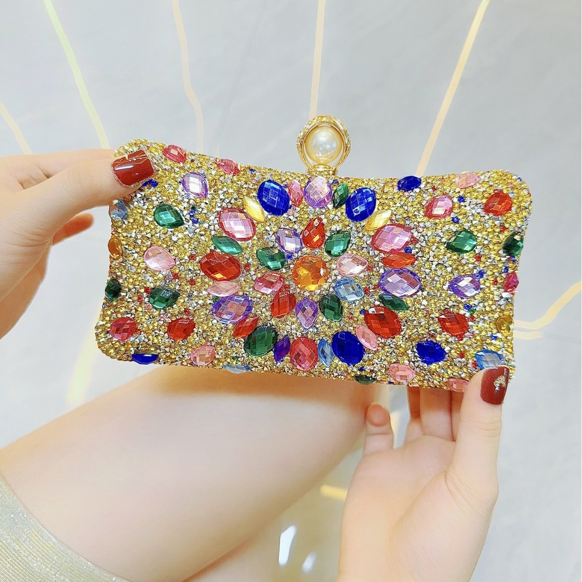 New Cross-Border High-Quality Water Diamond Handbags Evening Gowns Party Clutch Bags Diamond Inlaid Evening Bags Cheongsam Bags