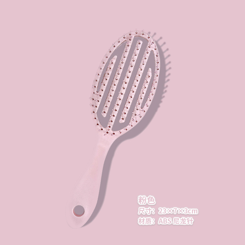 Peine de hueso hueco degradado rosa Peine de cojín de aire esponjoso con cabeza de cráneo alto Peine de masaje de airbag de cabello rizado anti-largo en el hogar para damas